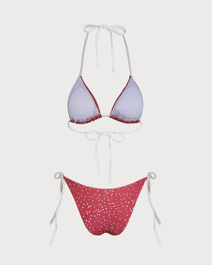 Conjunto de Bikini Rojo con Lunares