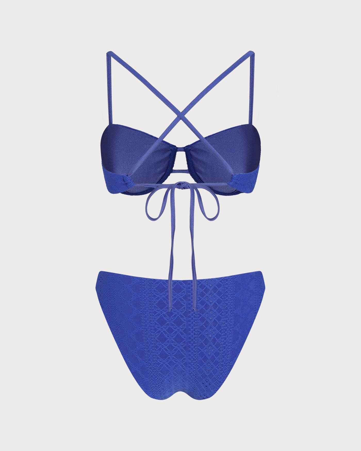 Conjunto de Bikini con Aro y Cordón Texturizado Azul