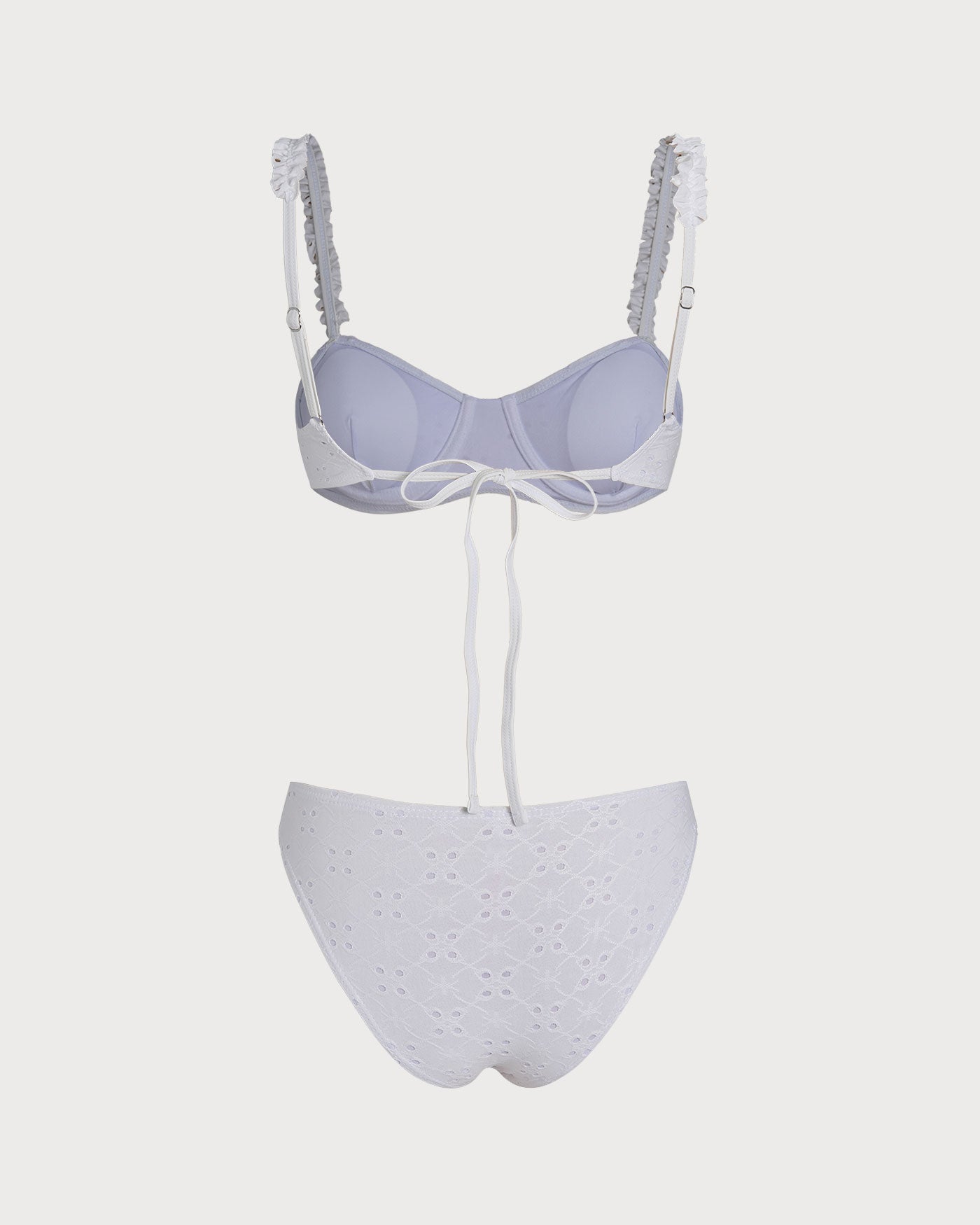 Conjunto de Bikini con Aros y Cuerda de Jacquard Blanco