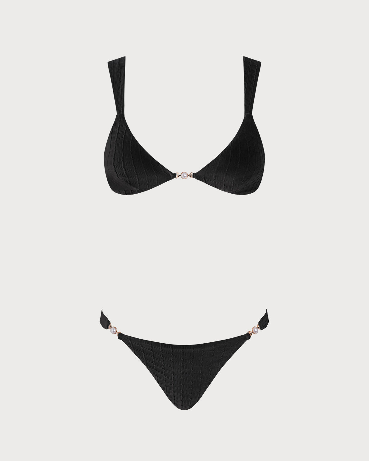 Conjunto de Bikini Bralette Negro con Escote en V