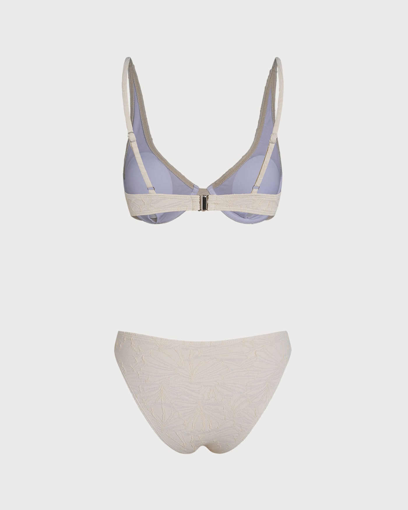 Conjunto de Bikini con Aros en Jacquard Beige