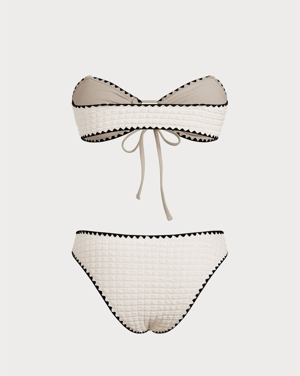Conjunto de Bikini Bandeau Blanco Contrastante