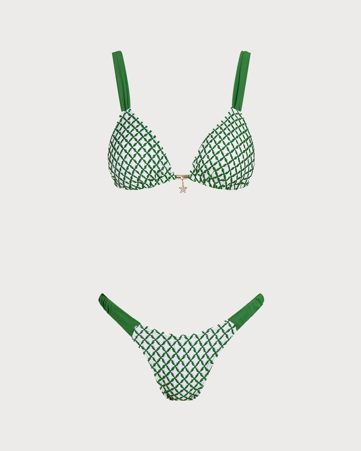 Conjunto de Bikini Triangular a Rayas Verdes