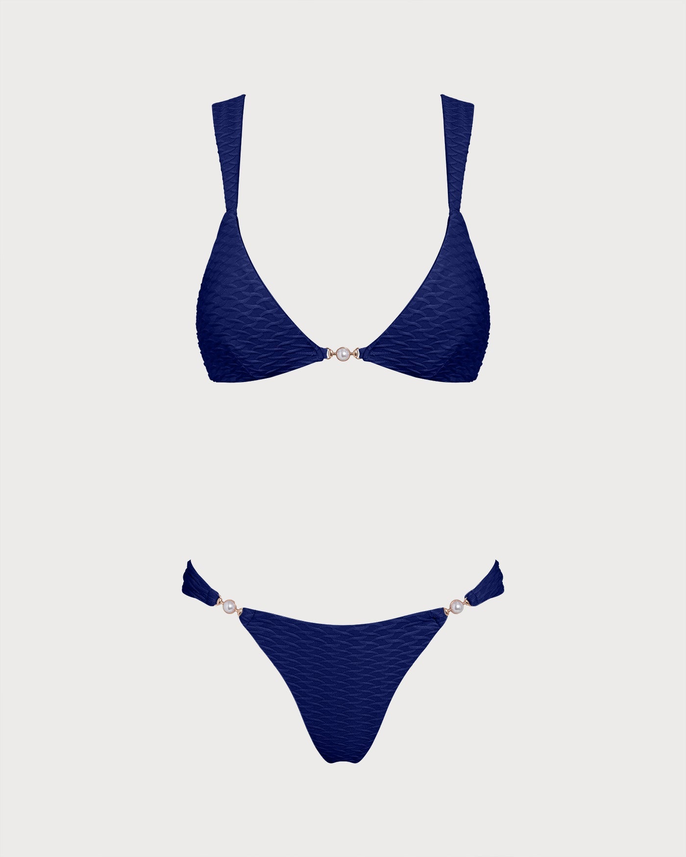 Conjunto de Bikini Triangular Texturizado en Azul Real
