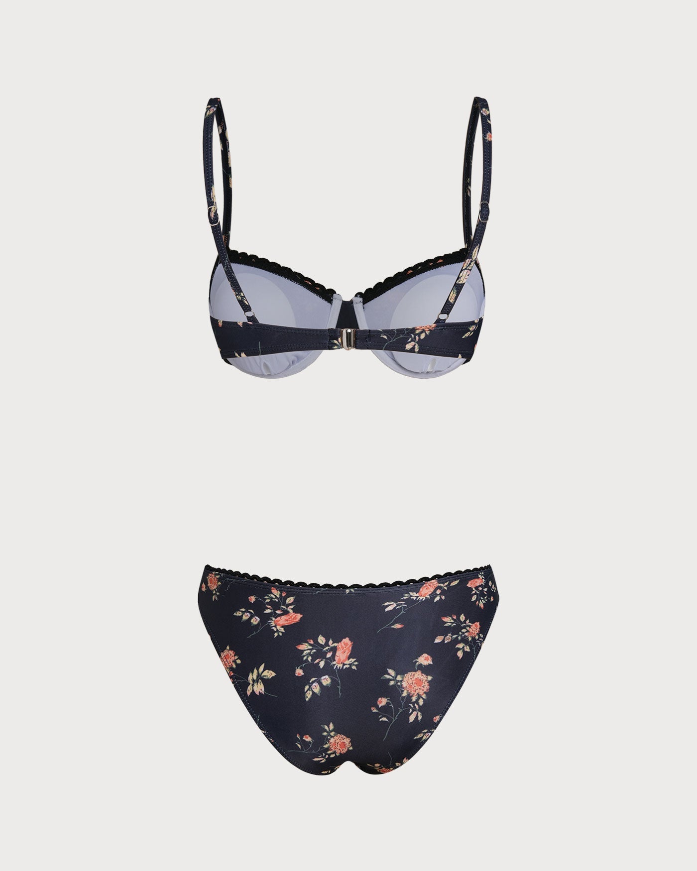 Conjunto de Bikini Floral Marino con Aros