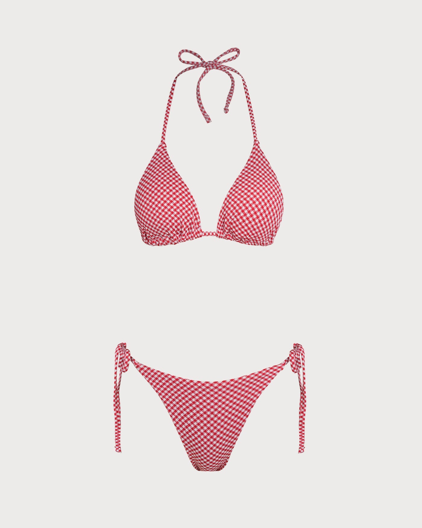 Conjunto de Bikini Triángulo a Cuadros Rojos