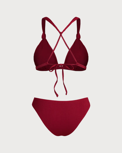 Conjunto de Bikini Rojo con Fruncido