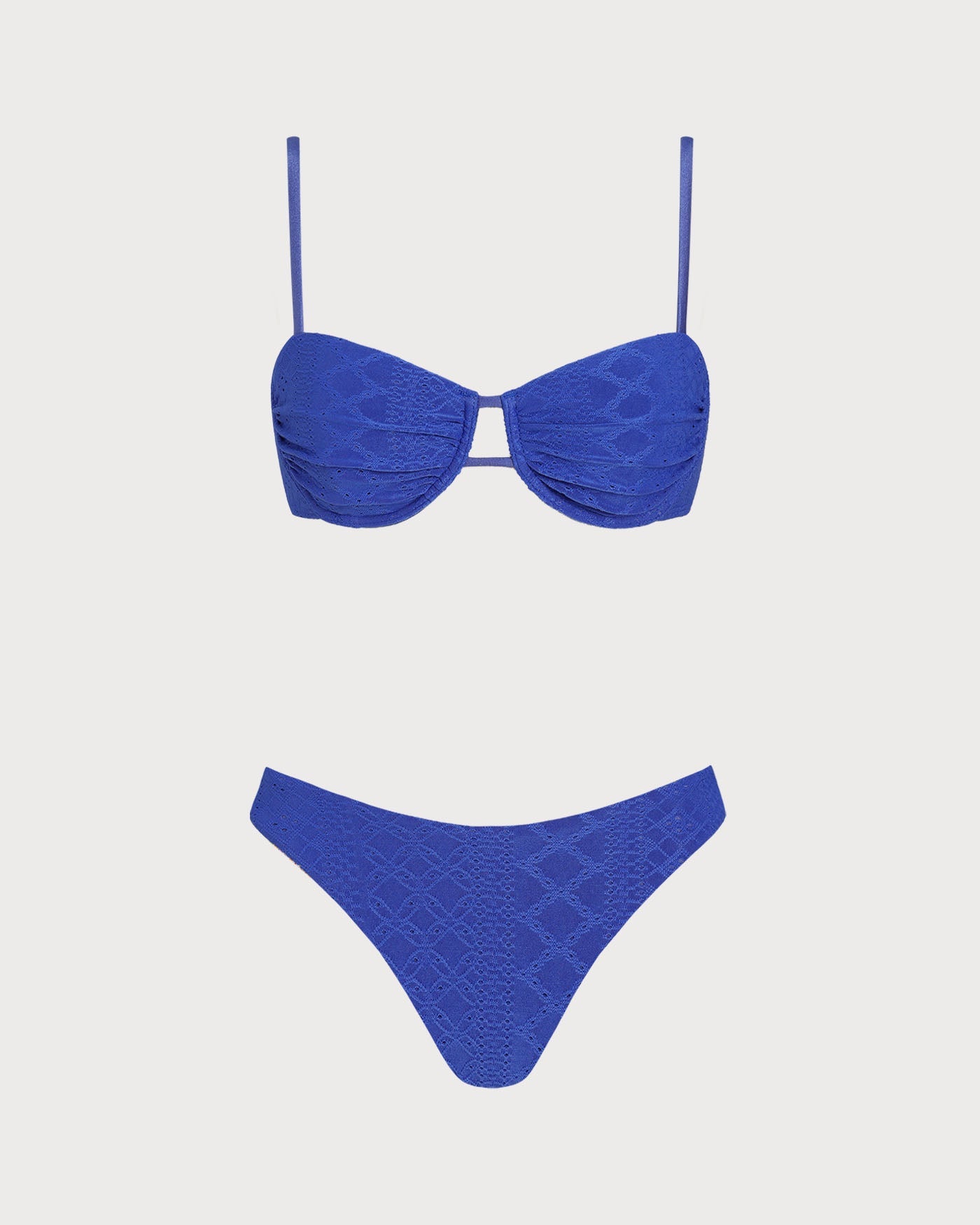 Conjunto de Bikini con Aro y Cordón Texturizado Azul