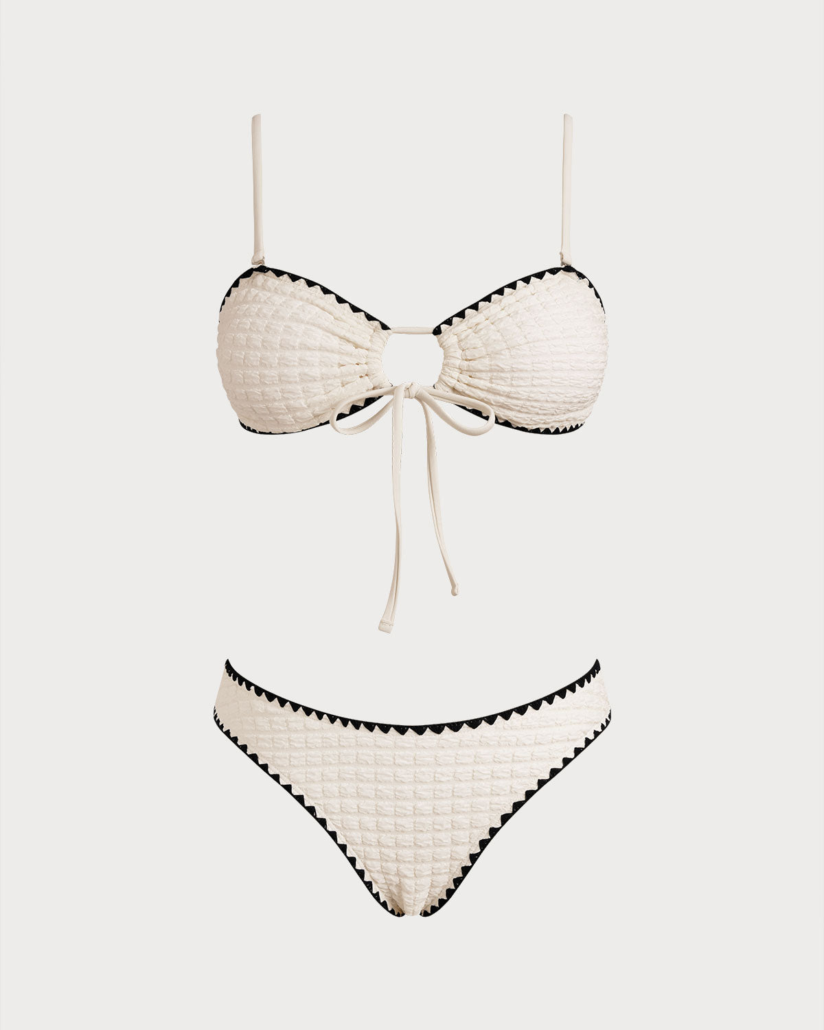 Conjunto de Bikini Bandeau Blanco Contrastante