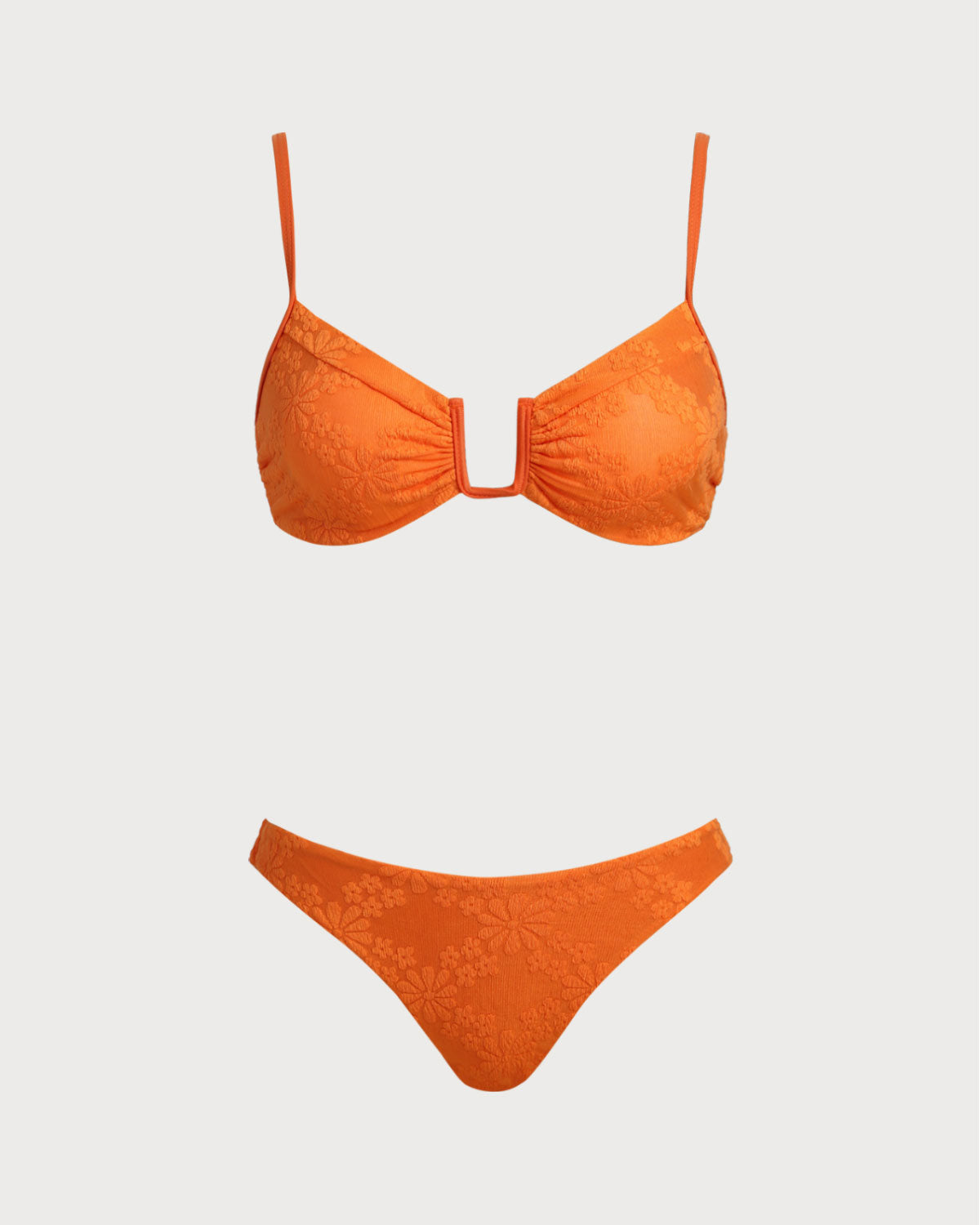 Conjunto de Bikini Bralette Jacquard Naranja