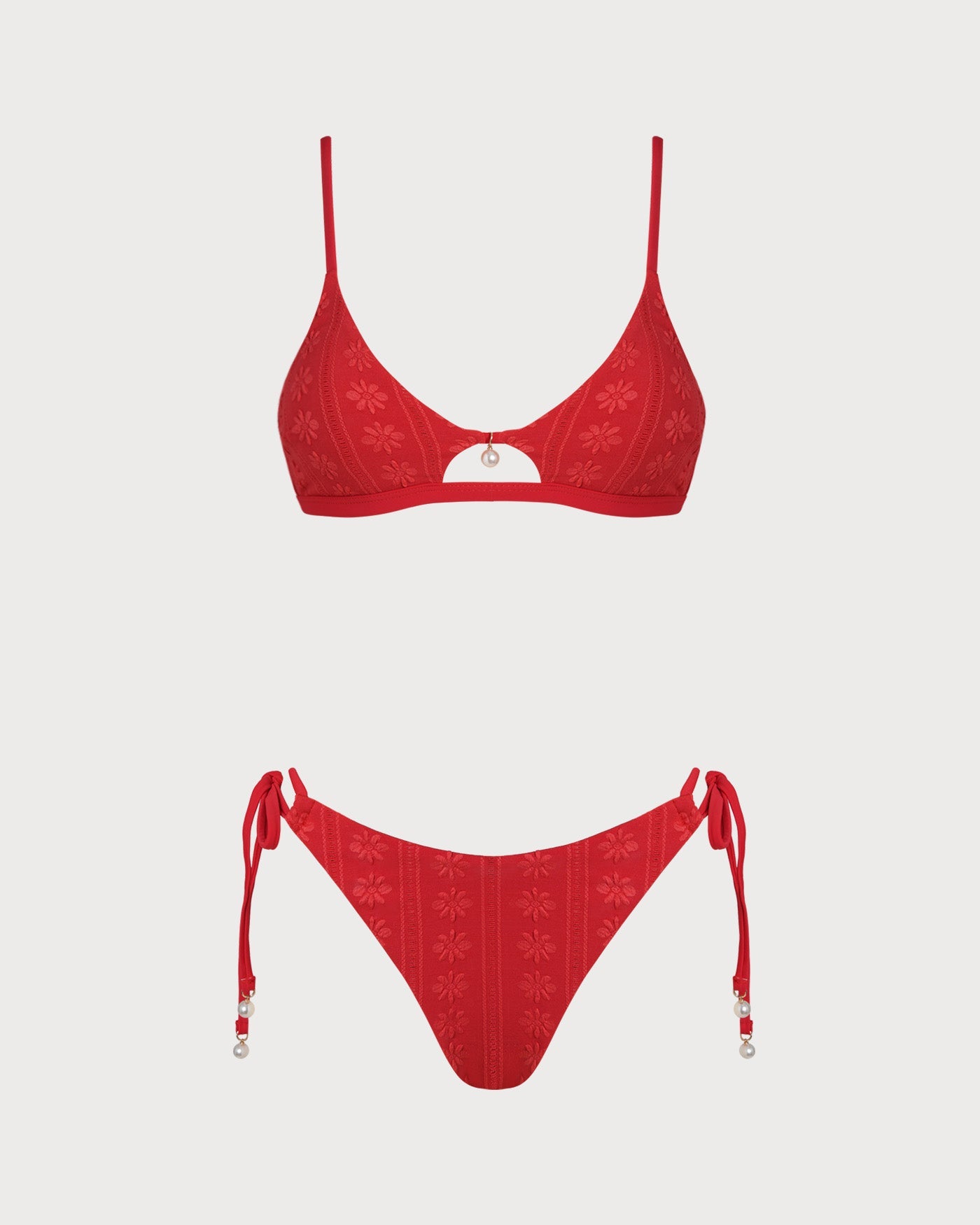 Conjunto de Bikini Texturizado con Cuello en U