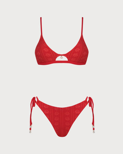 Conjunto de Bikini Texturizado con Cuello en U
