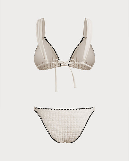 Conjunto de Bikini Blanco con Triángulo Contrastante