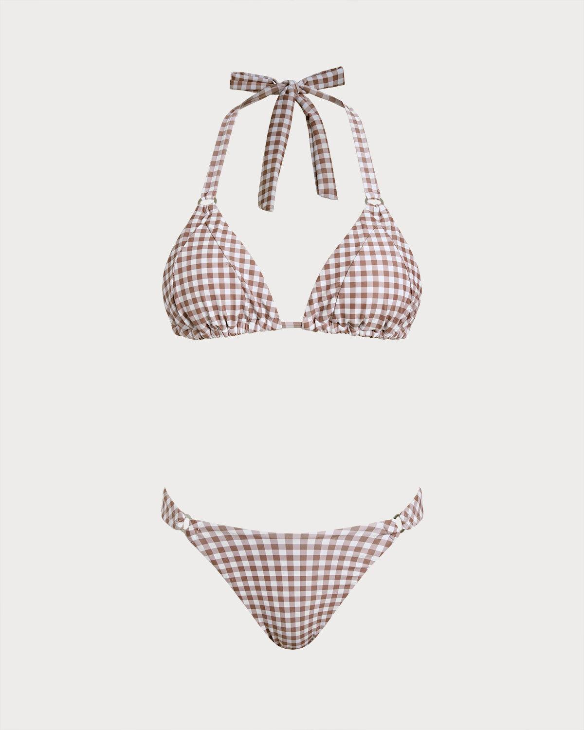 Conjuntos de Bikini Halter a Cuadros de Café