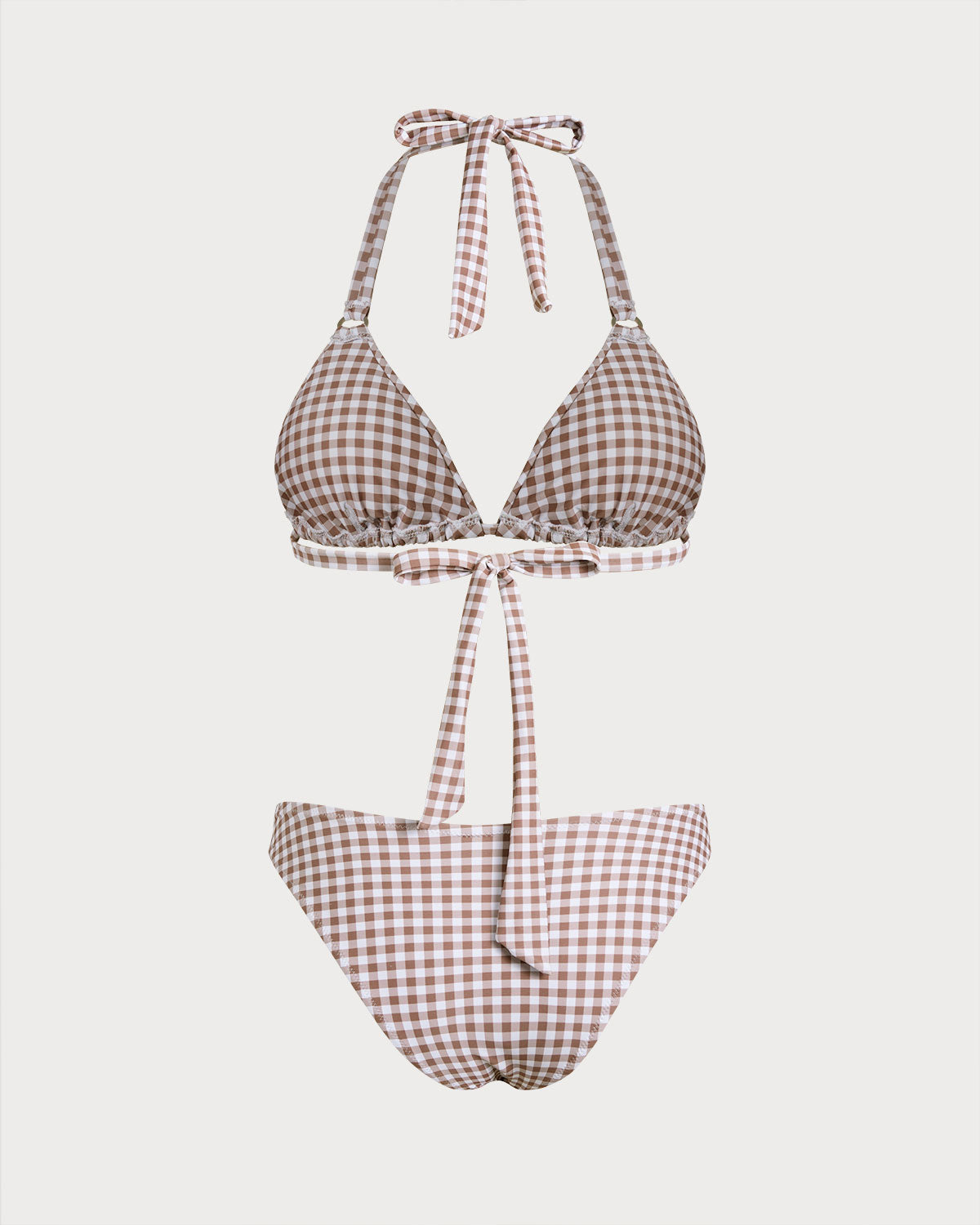Conjuntos de Bikini Halter a Cuadros de Café
