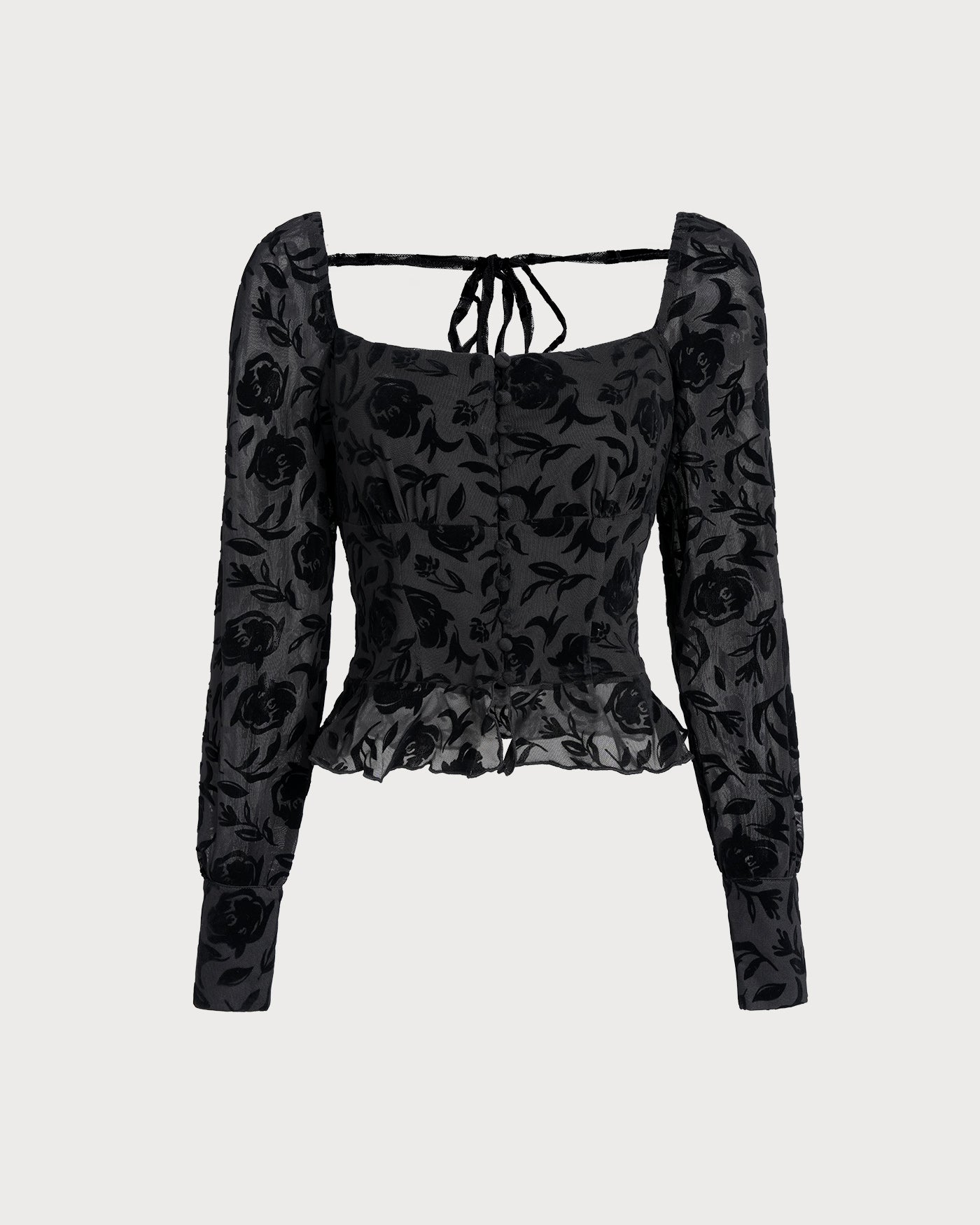 Blusa Negra de Cuello Cuadrado