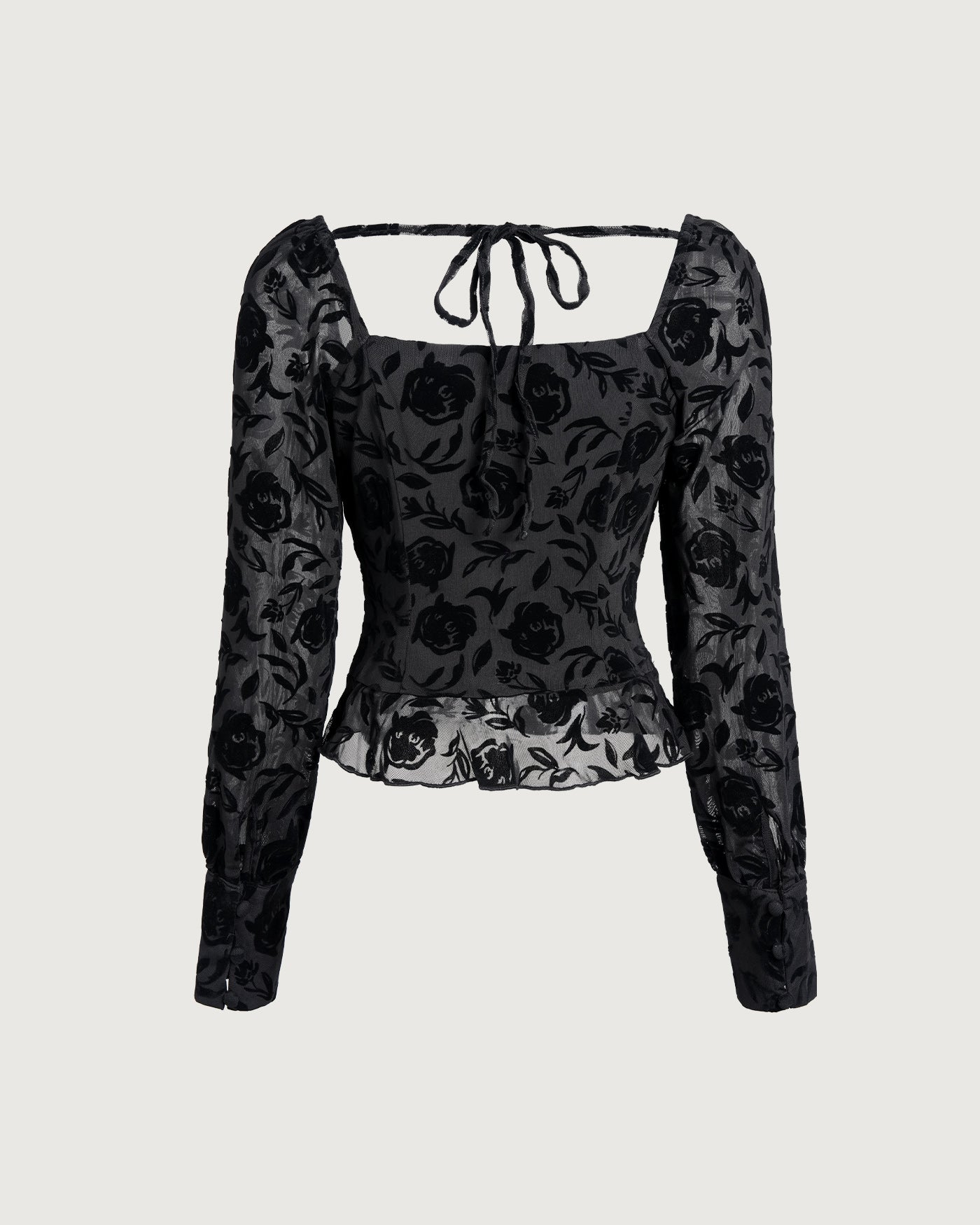 Blusa Negra de Cuello Cuadrado