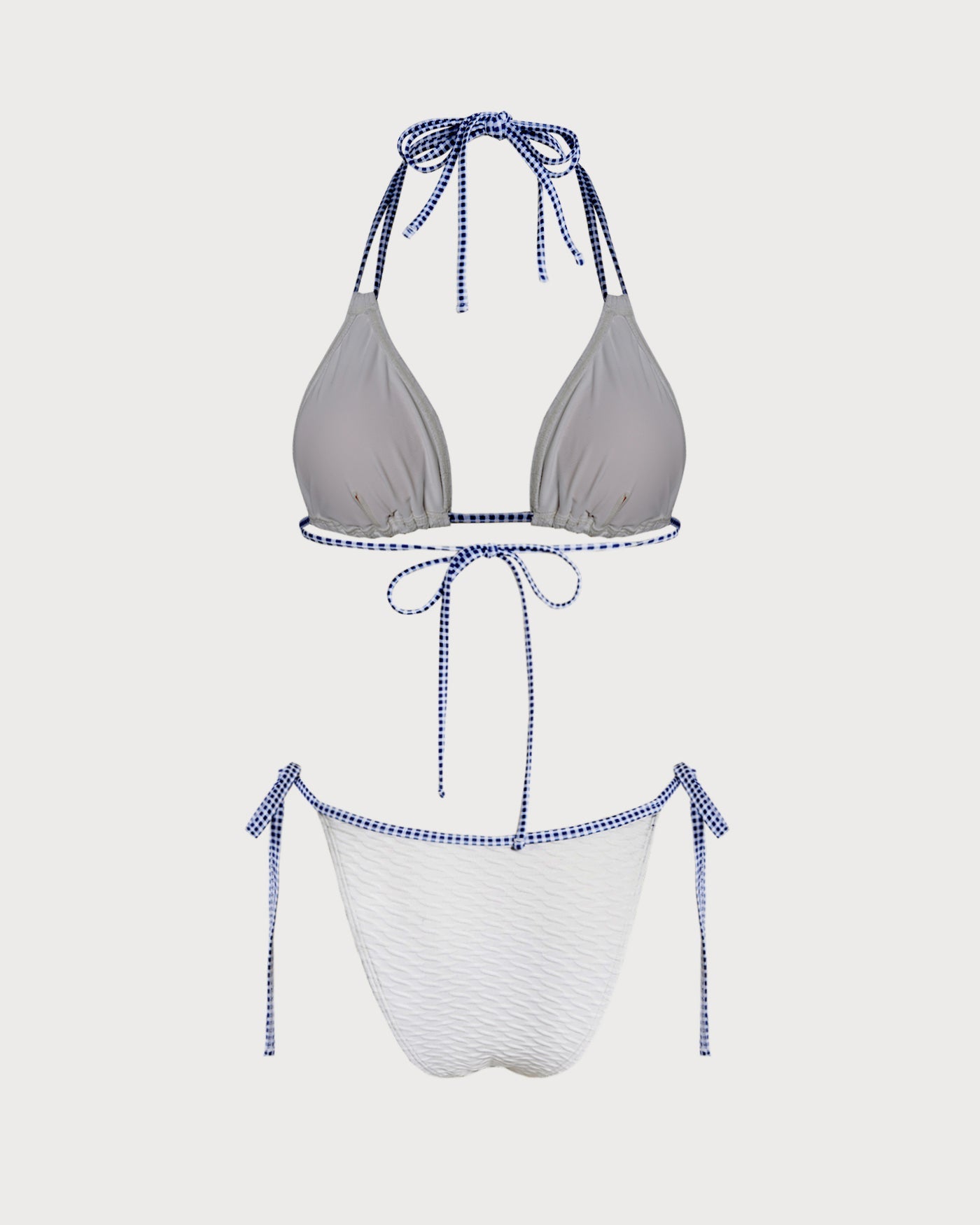 Conjunto de Bikini Triángulo Blanco con Halter Contrastante
