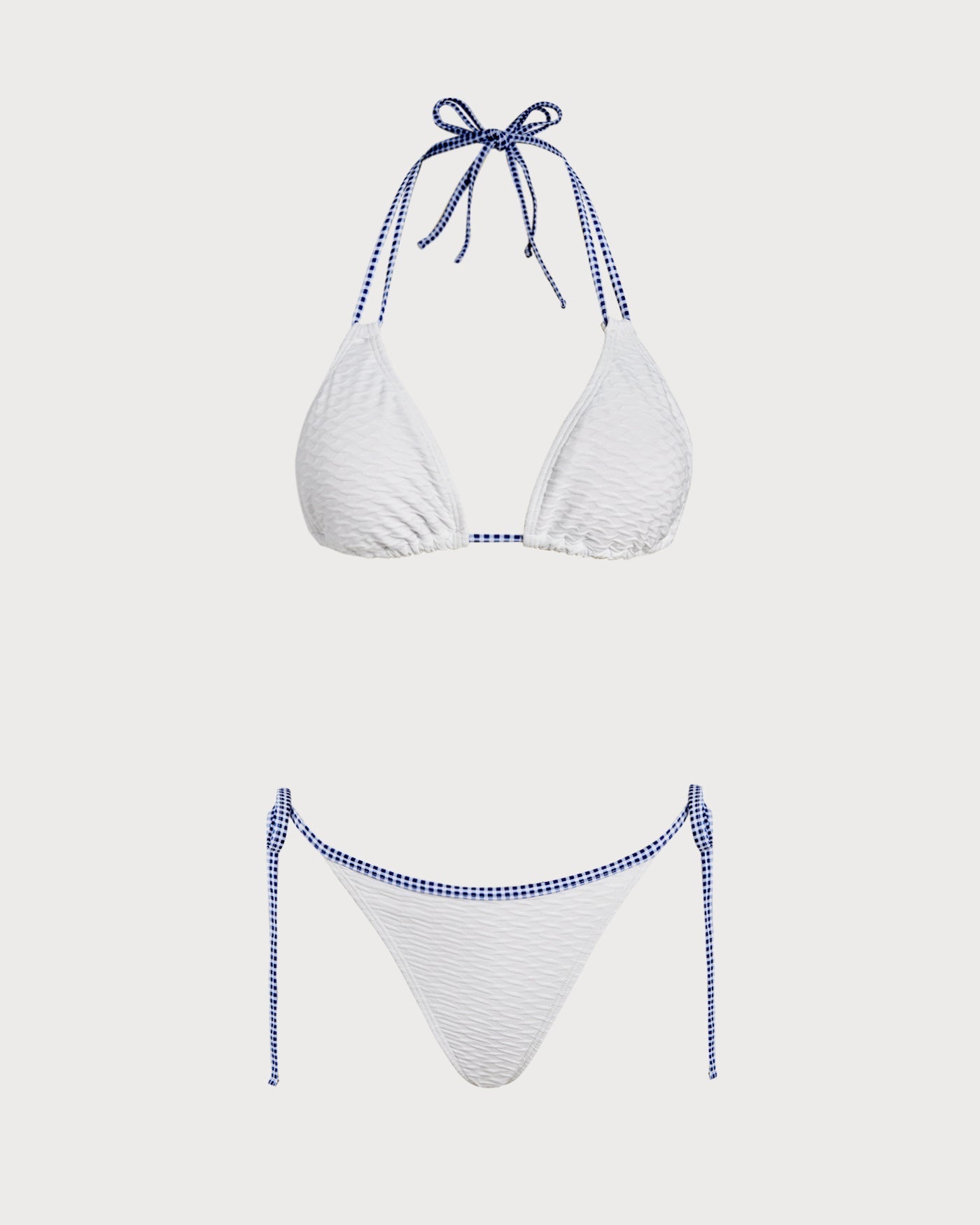Conjunto de Bikini Triángulo Blanco con Halter Contrastante