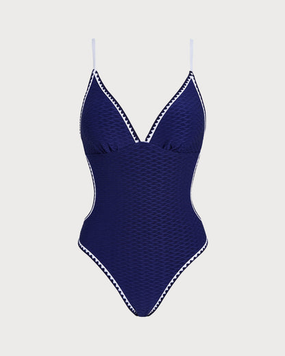 Bralette Azul X Cross Traje de Baño de Una Pieza