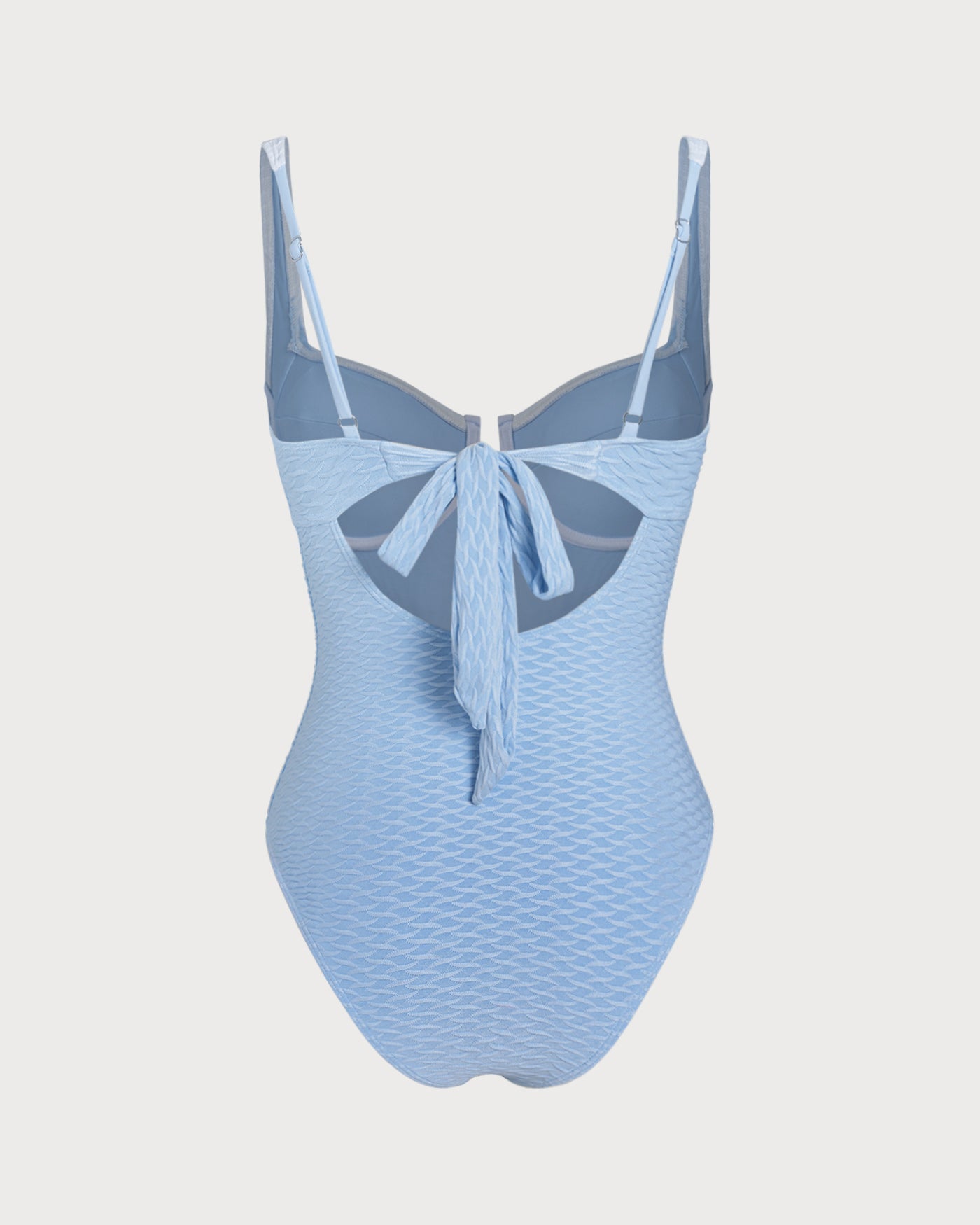Traje de Baño de Una Pieza con Aros y Textura Azul