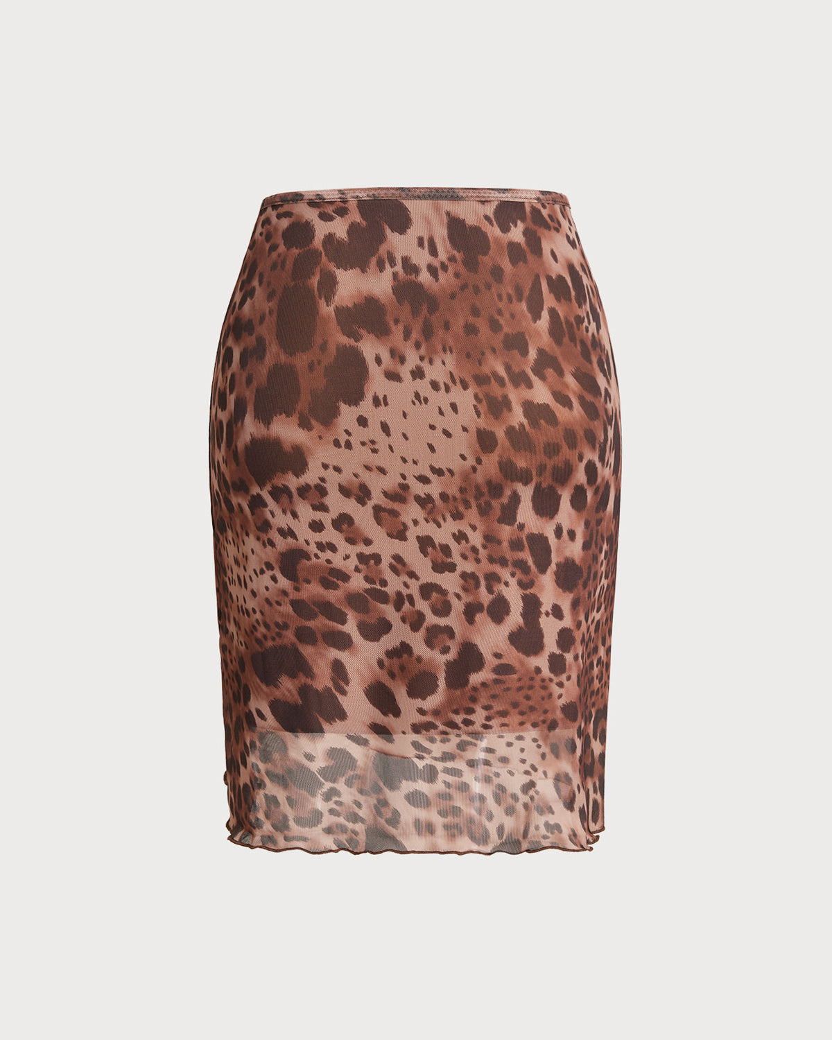 Falda Mini de Cintura Elástica con Estampado de Leopardo Marrón
