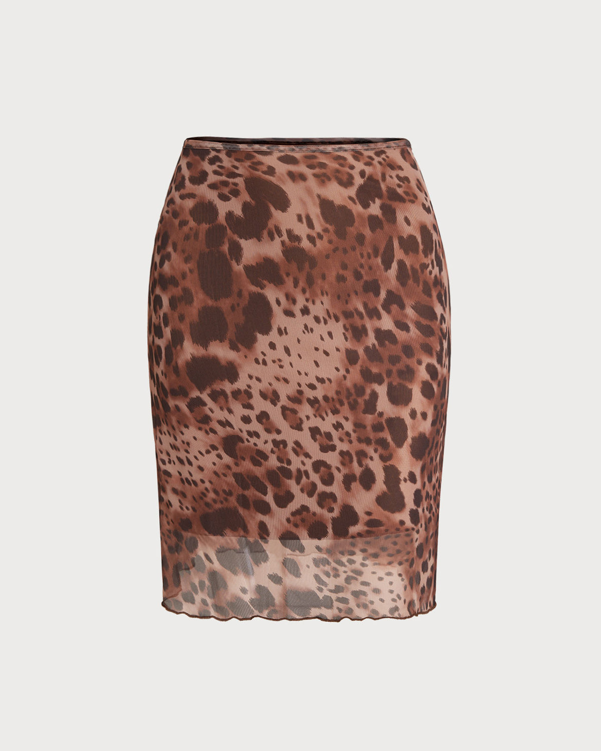 Falda Mini de Cintura Elástica con Estampado de Leopardo Marrón