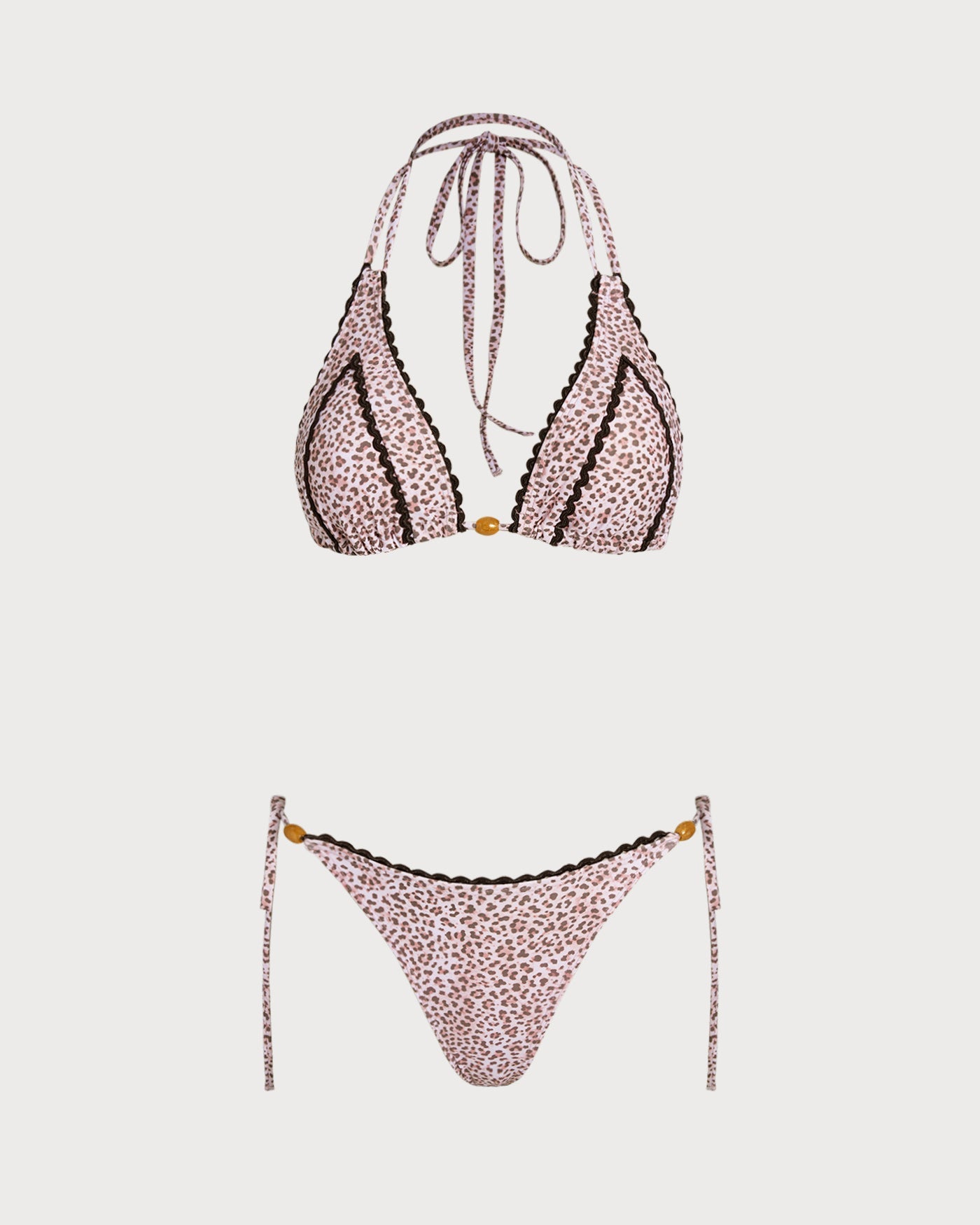 Conjunto de Bikini Halter de Estampado de Leopardo
