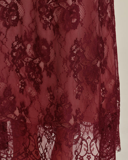 Vestido Maxi de Encaje en Color Rojo Vino