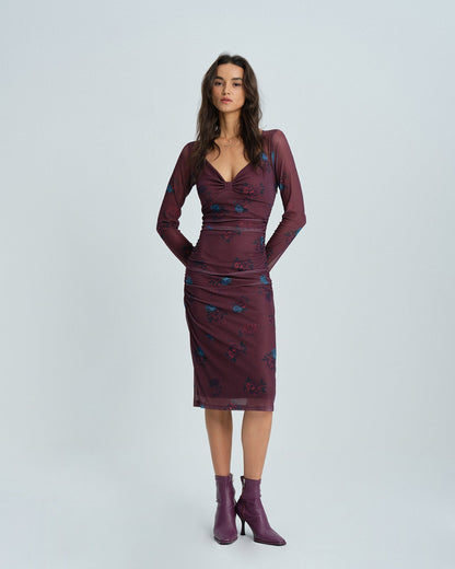 Vestido Midi Floral Violeta