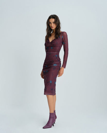 Vestido Midi Floral Violeta