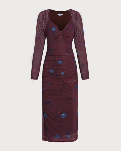 Vestido Midi Floral Violeta