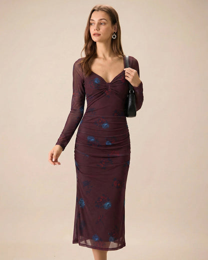 Vestido Midi Floral Violeta