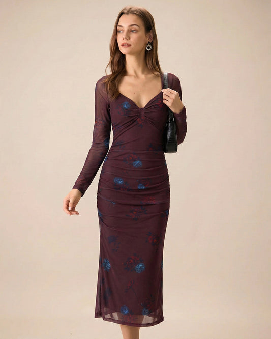 Vestido Midi Floral Violeta