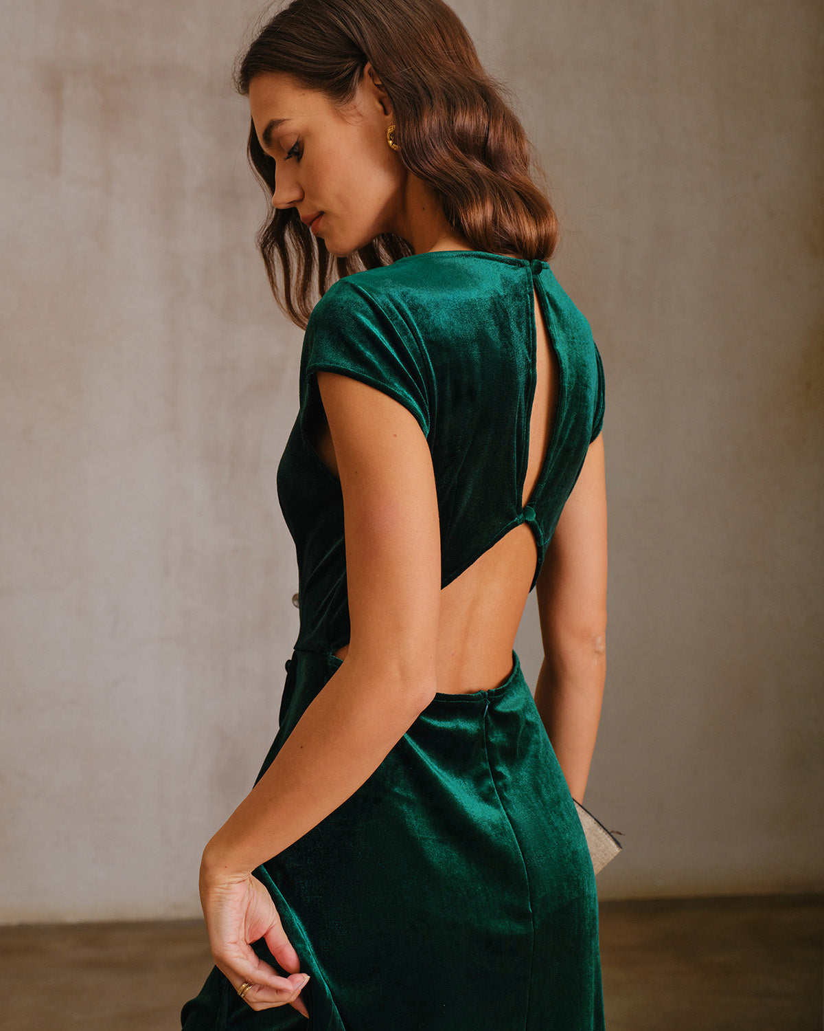 Vestido Midi A-Line de Terciopelo Verde