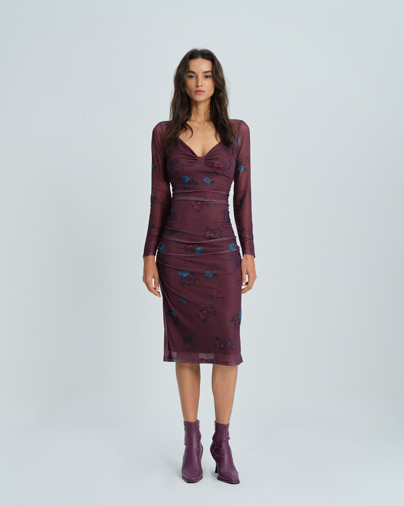 Vestido Midi Floral Violeta