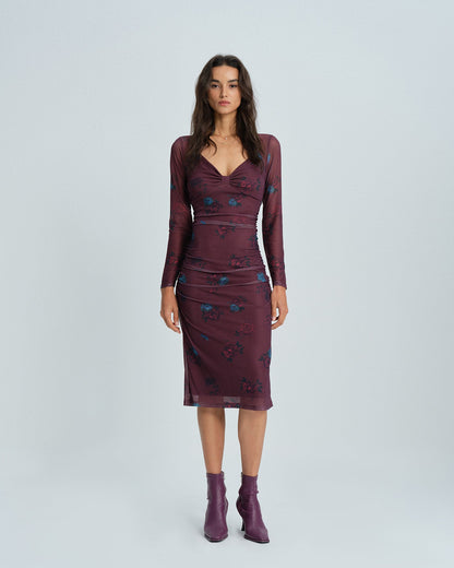 Vestido Midi Floral Violeta