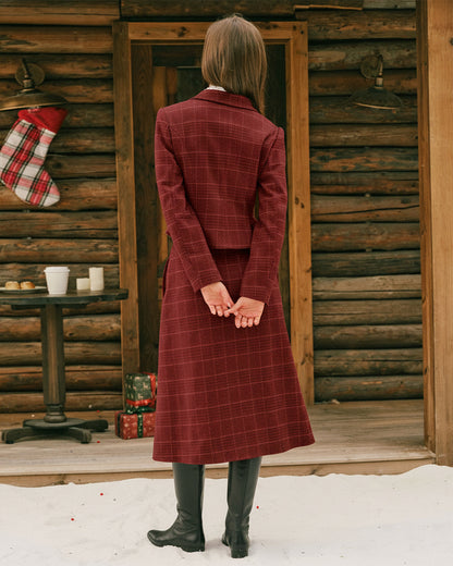 Falda Midi A-Line de Cuadros Rojos