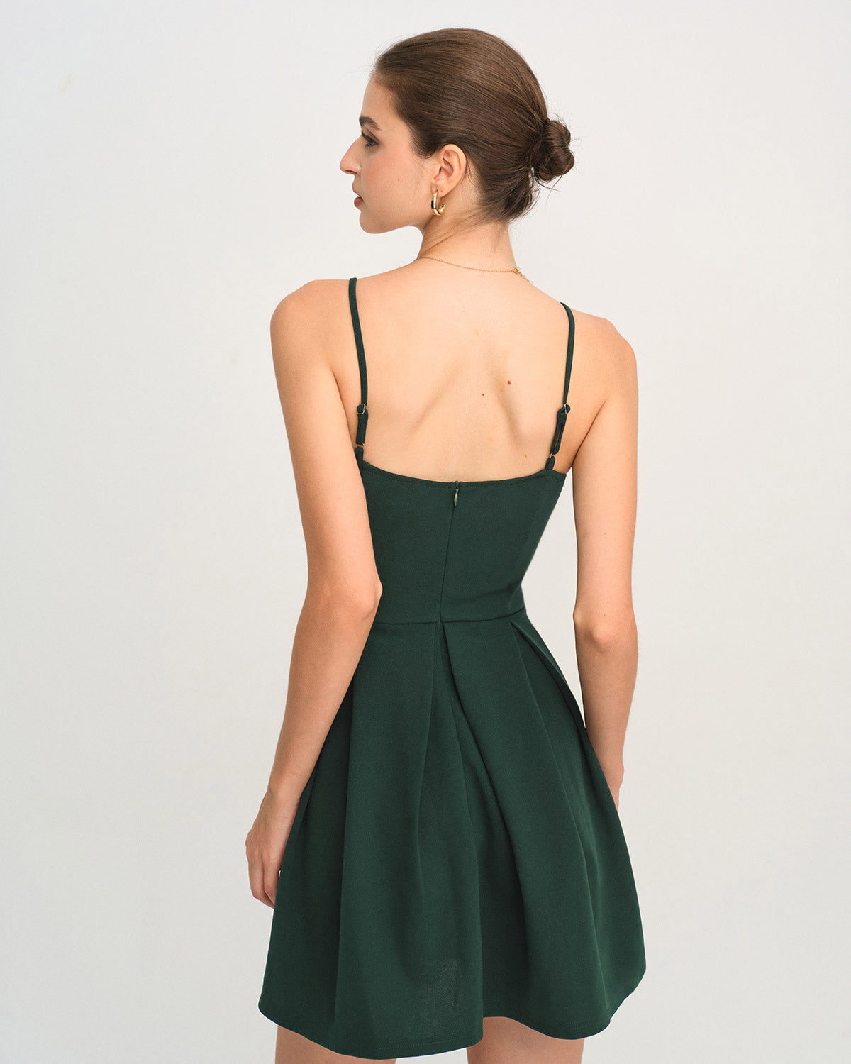 Vestido Mini Slip Plisado Verde