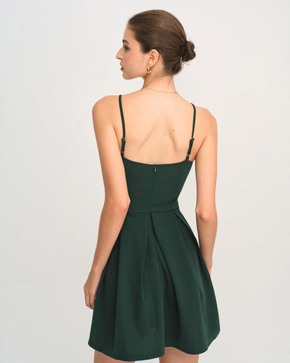 Vestido Mini Slip Plisado Verde