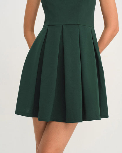 Vestido Mini Slip Plisado Verde