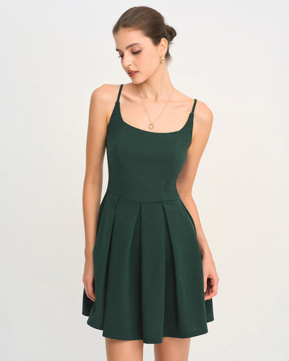 Vestido Mini Slip Plisado Verde