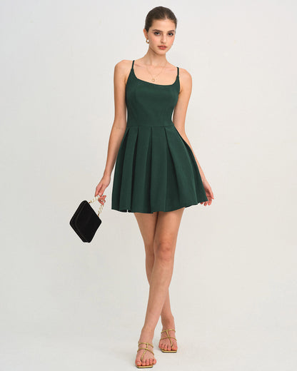 Vestido Mini Slip Plisado Verde