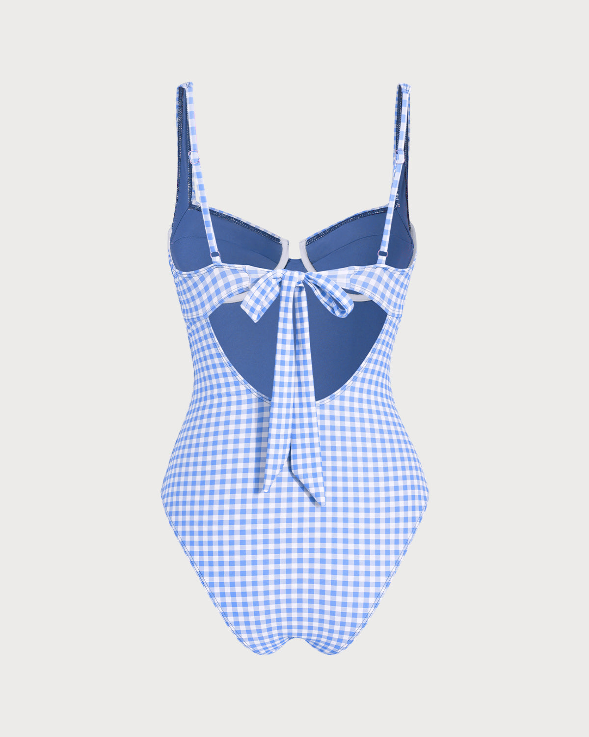 Monokini Azul a Cuadros con Aros