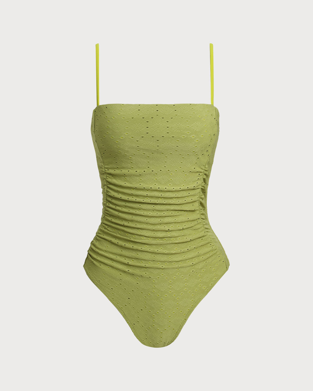 Bralette Verde Jacquard Traje de Baño de Una Pieza