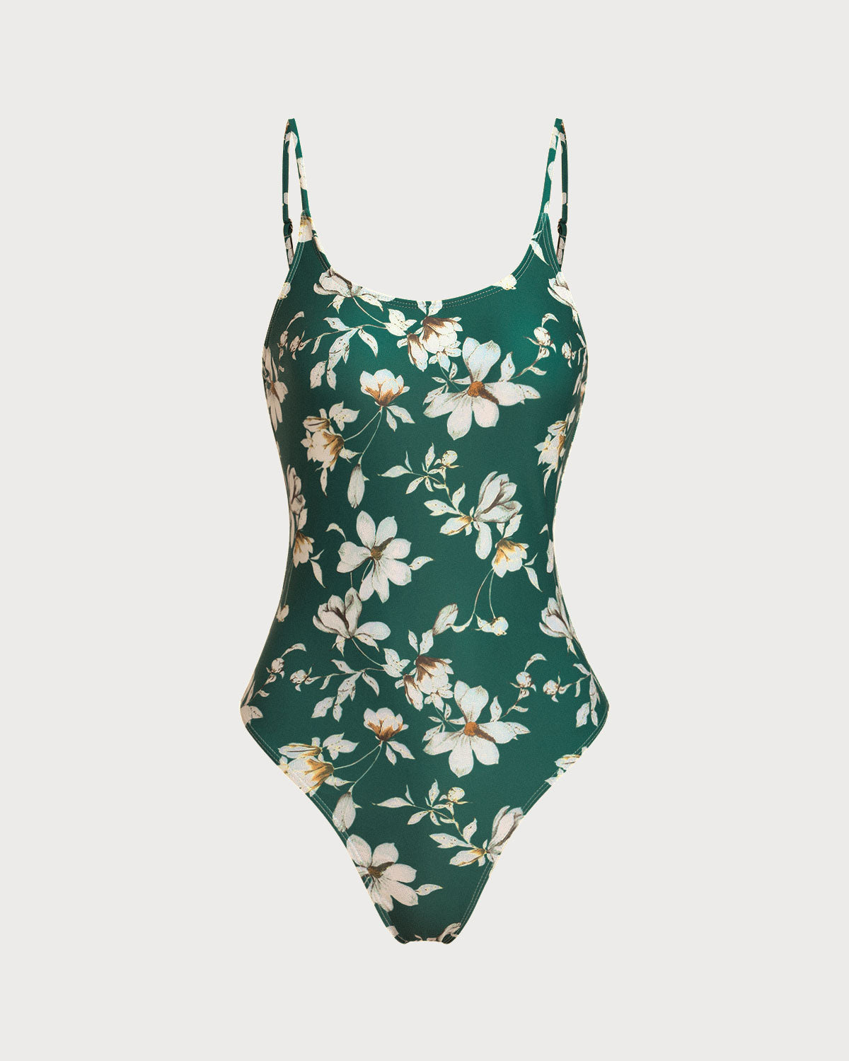 Traje de Baño Verde Floral sin Espalda