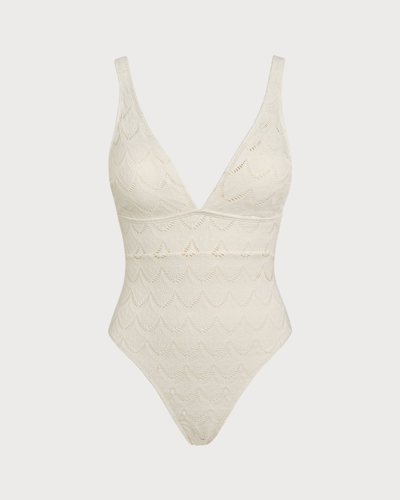 Bralette Texturizado Off White Traje de Baño de Una Pieza
