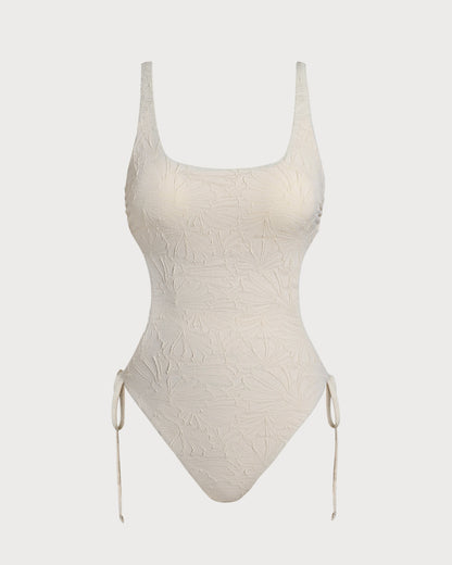 Bañador de Una Pieza Texturizado Off White