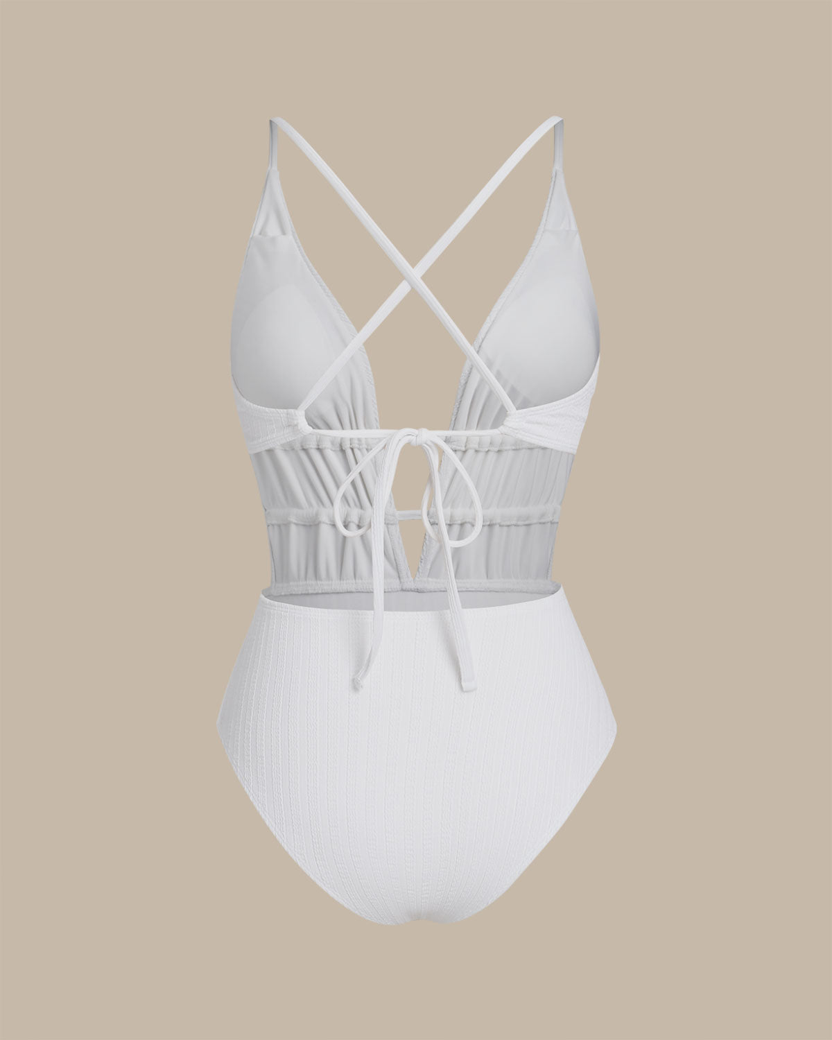 Bralette Blanco Texturizado de Una Pieza para Baño