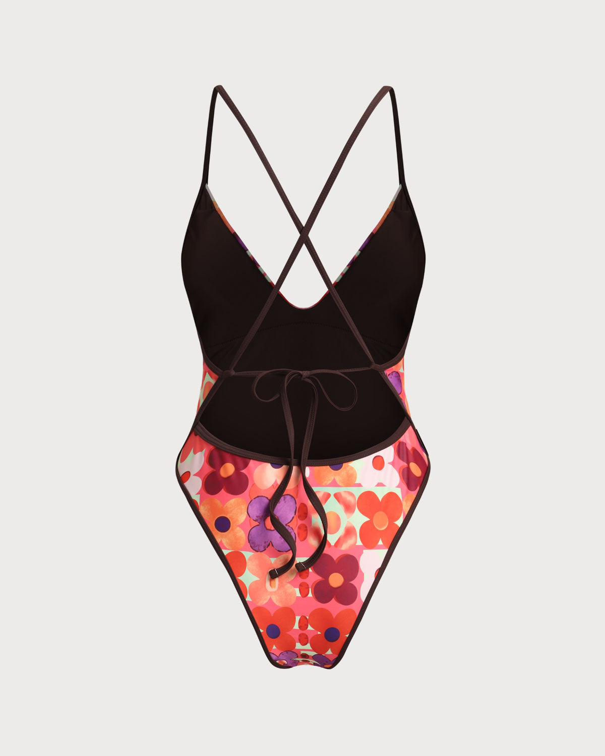 Bañador de Una Pieza con Corsé Floral Rojo